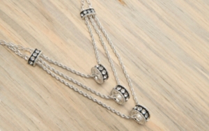 Montana Silversmiths® Three Tiers Crystal Shine Rings in Black Necklace