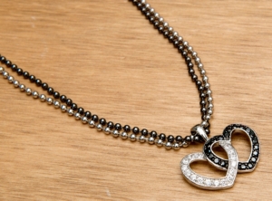 Montana Silversmiths® Double Heart Black & Clear Crystal Necklace
