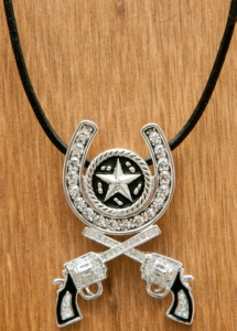 Montana Silversmiths® Silver Horseshoe and Roped Star Crossed Pistols Necklace