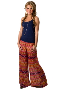 Karlie® Women's Orange Aztec Chiffon Palazzo Pants