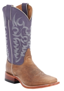 Nocona® Ladies Tan Arizona Cow w/ Grape Top Square Toe Western Boots