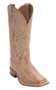 Nocona® Women's Honey Cowhide w/Turqoise Stitch Double Welt Square Toe Western Boots