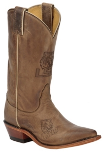 Nocona® Ladies Distressed Tan Brown Branded LSU Snip Toe Western Boots