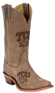 Nocona® Ladies TCU Distressed Brown Branded Square Toe Boots