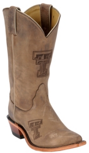 Nocona® Ladies Texas Tech TTU Distressed Brown Branded Square Toe Boots