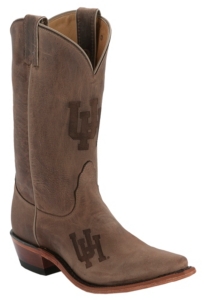 Nocona® Ladies University of Houston Distressed Brown Branded Snip Toe Boots