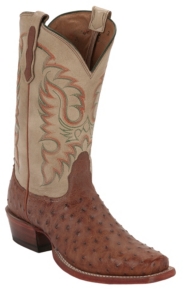 Nocona® Men's Cognac Waxy Full Quill Ostrich Exotic Square Toe Western Boots