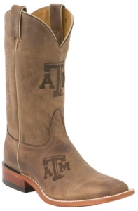 Nocona® Men's Texas A&M Distressed Brown Branded Square Toe Boots