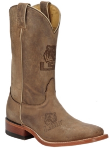 Nocona® Men's Distressed Tan Brown Branded LSU Square Toe Western Boots