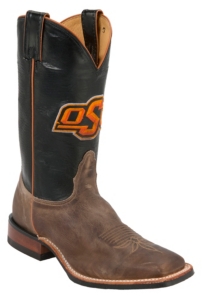 Nocona® Men's Oklahoma State University Vintage Brown w/ Logo on Black Top Double Welt Square Toe Western Boots