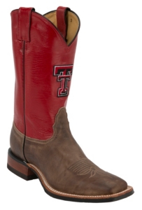 Nocona® Men's Texas Tech University Vintage Brown w/ Logo on Red Top Double Welt Square Toe Western Boots