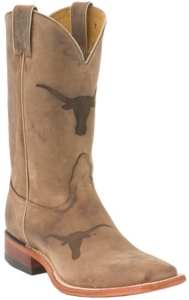 Nocona® Mens Univeristy of Texas Longhorn Distressed Brown Branded Square Toe Boot