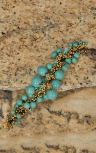Pannee® Turquoise & Gold Beaded Charm Bracelet