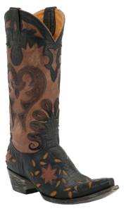 Old Gringo® Ladies Letty Black w/ Brown Top Floral Inlay & Embroidery Snip Toe Western Boots