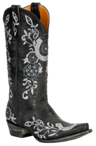 Old Gringo® Ladies Black w/ Silver Embroidered Lucky Horseshoe Snip Toe Boot