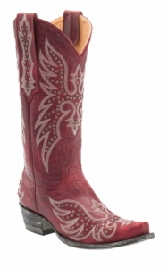 Old Gringo® Ladies Red Distressed w/Fancy Silver Stitched Snip Toe Western Boots