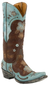 Old Gringo® Ladies Bonnie Brown w/Turquoise Embroidered Flowers Snip Toe Boots