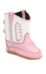 Old West® Poppet™ Pink w/White Top Western Infant Booties