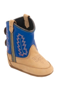 Old West® Poppet™ Tan w/Blue Top Western Infant Booties