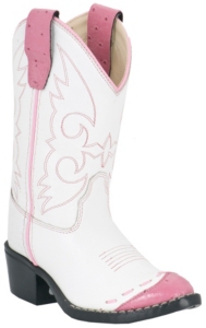 Old West® JAMA™ Childrens Wing Tip Western Boots - Pink & White