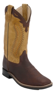 Old West® Youth Thunder Brown w/ Mustard Leather Top Square Toe Western Boots