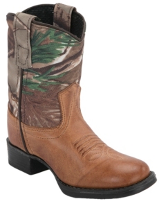 Old West® Infant Tan Canyon w/ Camo Top Round Toe Boot