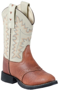 Old West® Childrens Oiled Rusty Brown w/ Ivory Top Easy Flex Western Boots