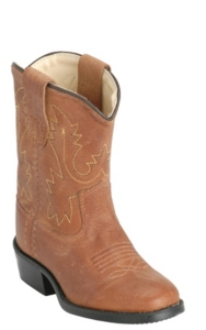 Old West® JAMA™ Infant Tan Brown Corona Calf Leather Round Toe Western Boots