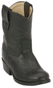 Old West® JAMA™ Infants Ostrich Print Roper Boots - Black