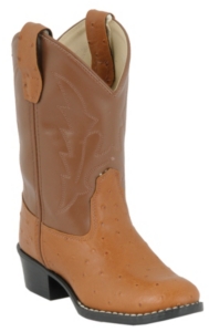 Old West® JAMA™ Childrens Cognac Brown Ostrich Print Western Boots