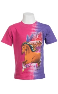 Kid-U-Not® Girls Pink & Purple with Running Horses Short Sleeve Tee