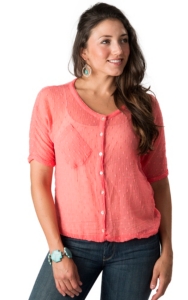 Angie® Women's Bright Pink Swiss Dot Sheer Dolman Short Sleeve Fashion Top