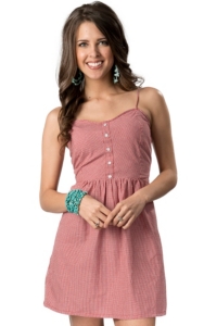 Pink Cattlelac® Women's Red Gingham Pearl Snap Back Dress