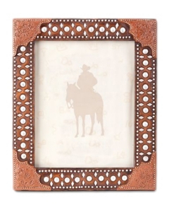 Montana Silversmiths® Brown Tooled and Studded 8x10 Rectangle Picture Frame