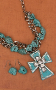 Cindy Smith Co® Turquoise Cross & Crystals Jewelry Set  PN0514