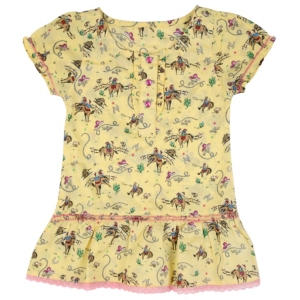 Wrangler® All Around Baby™ Girls Yellow Western Print Short Sleeve Dress