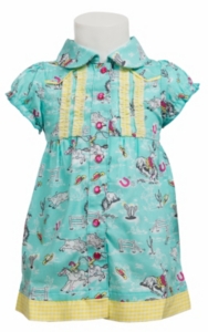 Wrangler® All Around Baby™ Girls Turquoise Western Print w/ Ruffle Cap Sleeve Dress