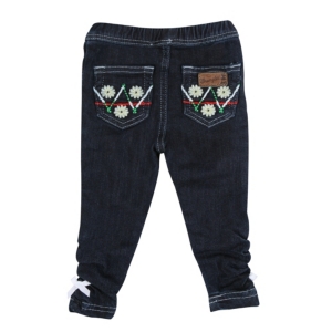 Wrangler® All Around Baby™ Girl's Embroidered W Pocket Navy Jeggings