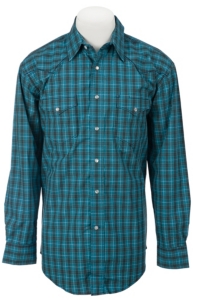 Roughstock® Men's Blue, Brown & Lurex Plaid Long Sleeve Western Shirt R0S1144