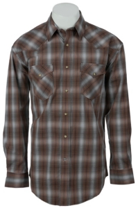 Roughstock® Men's Blue, Rust & Brown Plaid Long Sleeve Western Shirt