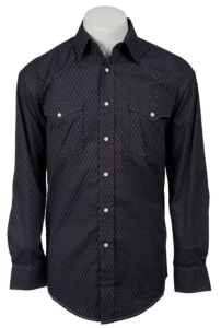 Roughstock® Men's Grey w/ Light Blue Antique Print Long Sleeve Western Shirt