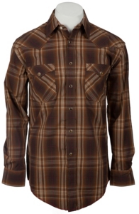 Roughstock® Men's Brown, Rust & Red Plaid Long Sleeve Western Shirt