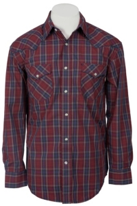Roughstock® Men's Red, Blue & Grey Plaid Long Sleeve Western Shirt