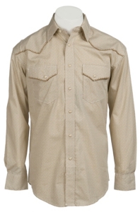 Roughstock® Men's Tan Antique Print Long Sleeve Western Shirt R0S2349