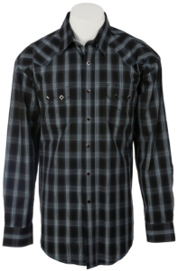Roughstock® Men's Blue, Black & Lurex Plaid Long Sleeve Western Shirt R0S2383