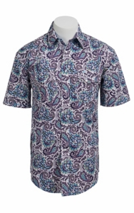 Roughstock® Men's Purple & Turquoise Paisley Short Sleeve Western Shirt R1S4414