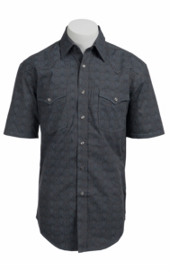 Roughstock® Men's Grey Antique Print Short Sleeve Western Shirt R1S4427