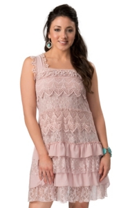 Rancho Estancia® Women's Rose Smoke with Crochet and Lace Sleeveless Dress