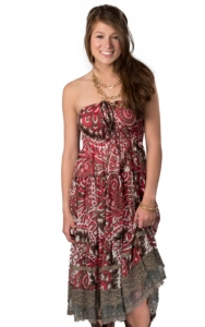 Rancho Estancia® Women's Trinity Red, Brown & White Swirl Print Skirt Dress