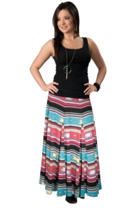 Rancho Estancia® Women's Multi-Colored Southwest Stripe Maxi Skirt